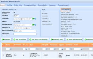 Reservation documents list. Creation is automated.