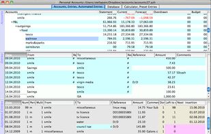 Accounts, Automated Entries and Entries moved into one tab