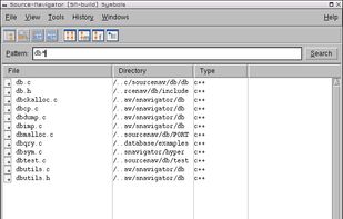 the symbol browser showing a file selection with wildcards