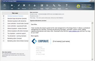 CodeTwo Exchange Rules user's interface