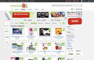 Coupons, bargains and local deals are displayed on the homepage.