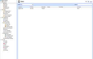 Screenshot of the web-based admin panel