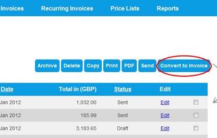 One click convert quotes to invoices