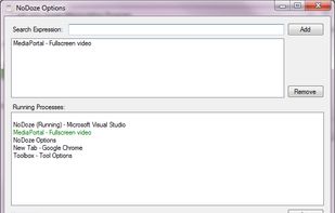 NoDoze Options screen