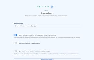 Sync settings