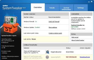 Uniblue SystemTweaker screenshot 1