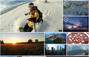Create a video gallery using the video portal mosaic skin Cincopa has designed and get an artistically designed webpage entirely embedded with your videos.
Responsive video portal mosaic is an impressive video gallery, which consists of an unlimited number of video players in diverse thumbnail dimensions. The engaging video display includes various elements such as video duration, hover-over color, Play button, text fields, social share icons and optional watermark.