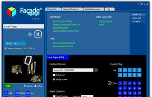 The TABULA FaçadeSignage videomapping software Control Panel Interface