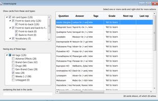 Card browser has tags and search.