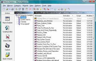 Use almost 700 different Hot Keys or virtually an unlimited number of ShortKeys or schedule macros to play at given time intervals. Use popup menus, floating menus or macros assigned to mouse clicks or window activation. Assign Hot Keys / ShortKeys to specific windows, specific programs or make them global.