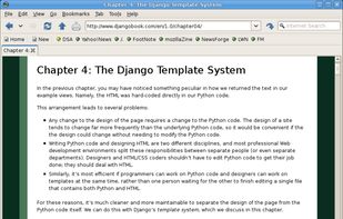 The Kazehakase web browser on Ubuntu, showing some guide to Django.