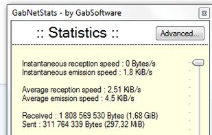 Overview of the simple network traffic statistics pop-up