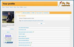 Your list of ambitions after login