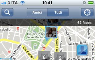 Faces tab you can see and meet nearby users