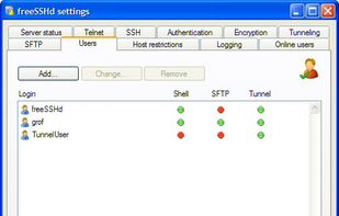 FreeSSHd screenshot 2