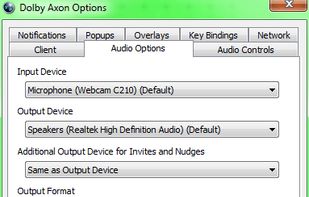 Audio options settings