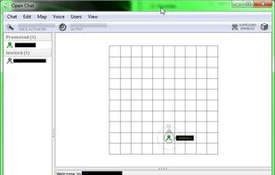 Chat window, with surround sound options and text chat. Moveable icon to afffect the surround sound effect on people in the voice chat.