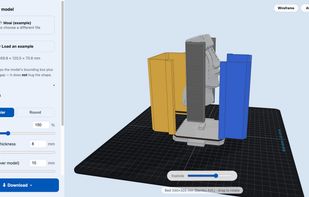 Silicone mold box generator: builds a printable pour box around your master model, with walls and clamps, ready for liquid silicone.