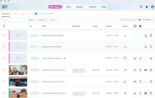 Video management in 3Q: assets are organised, tagged, and published from one system, with video AI adding subtitles, transcriptions, and metadata.
