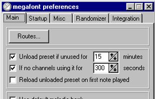 The Main window megafont preferences