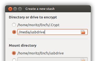 The Create stash window