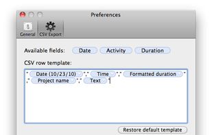 CSV formatting preferences window