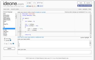 Ideone screenshot 1