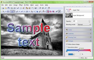 The text layer uses a bevel effect and an azure shadow effect