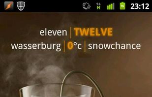 Three examples of MInimalistic Text widgets. Time/Weather at top, Day-of-week and date bottom-left, "Battery bar" bottom-right.