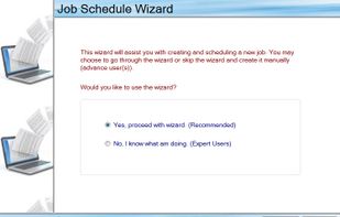 Users are provided a wizard to guide them effortless through the job configuration while advanced users can choose to opt out of the wizard if they so desire.