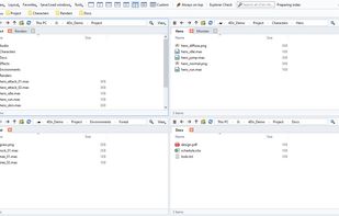 4 panes with tabs, light theme