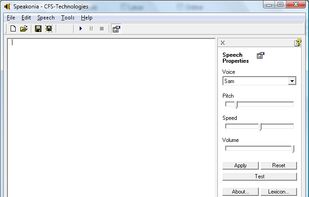 Speakonia Main Window with Property Window