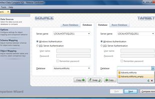 Setup databases to compare