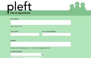 The home page, where you create an appointment.