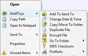 ShellToys Right Click Context Menu