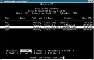 GNU fdisk screenshot 1