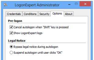Bypass logon legal notice, cancel autologon by shift