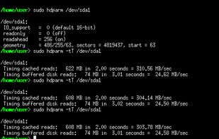 hdparm screenshot 1