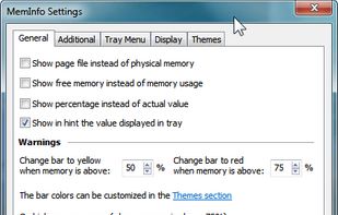 General settings iniclude choosing how and what to display in the tray's icon and custom warning level entry.