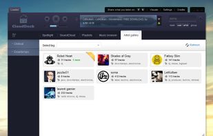 Collect and tag SoundCloud artists. On this overview you can see if they have any new uploads.