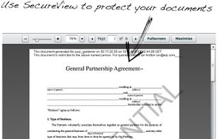 When sharing documents outside the business you can automatically apply security with custom protective watermarks, and even prevent document download. This is great for maintaining security during audits, or early collaborations with 3rd parties.