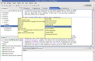 This picture shows the BibTeX completion in action. The cursor disappeared from the screenshot, but you can see the "shadow" of it, as one of the curly braces is highlighted on the line where the error is.