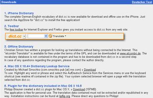 Downloads: iPhone dictionary, IE + Firefox Toolbar
