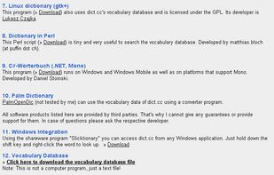 Downloads Linux, Perl, C#, Palm, Windows, Vocabulary Database