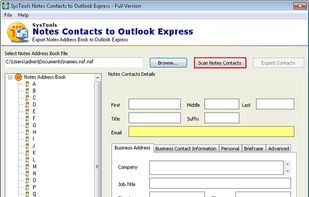 Scanning of  Notes Contacts begins