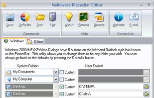 Melloware PlacesBar Editor screenshot 1