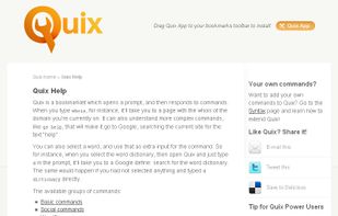 Screenshot of the help page of Quix-App
