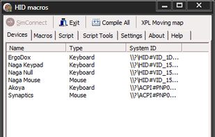 List of input devices attached to the computer.
