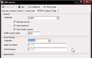 Settings tab. The program needs to run in the background for hotkeys to work.
