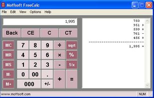 Moffsoft FreeCalc screenshot 3